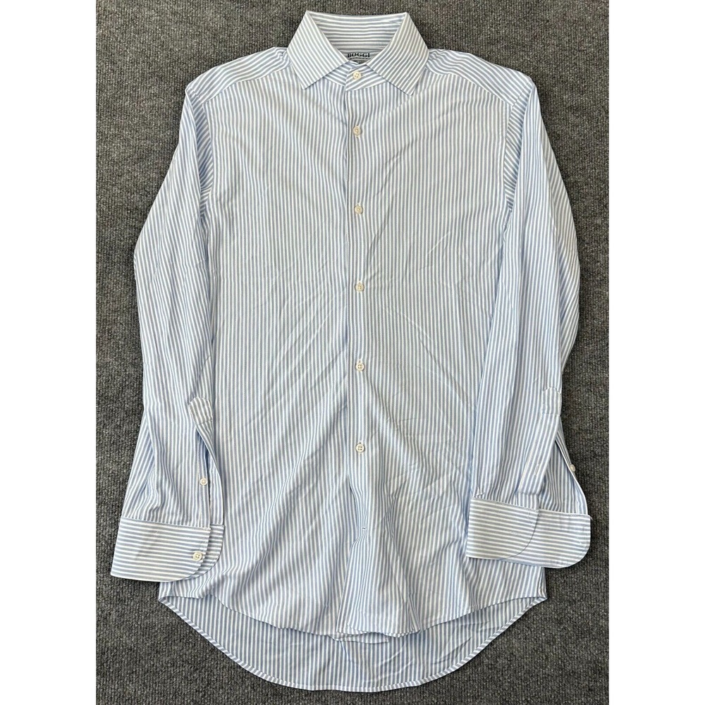 BOGGI Milano Regular Fit Japanese Exclusive Jersey Blue White Striped Small